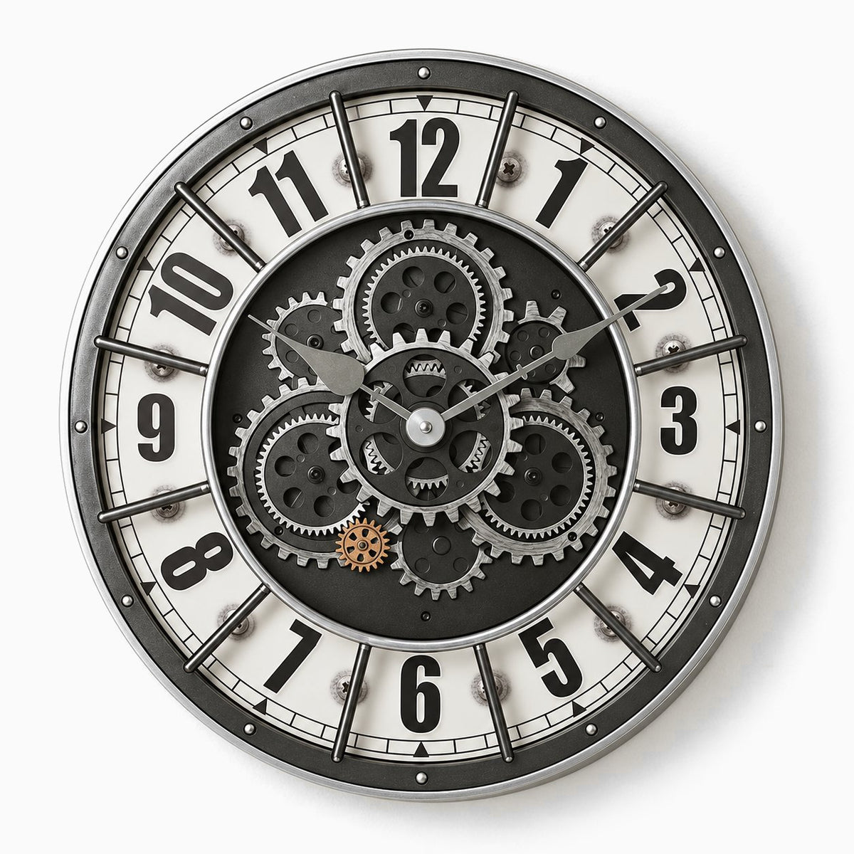 Grande Horloge Murale Industrielle Engrenage 1