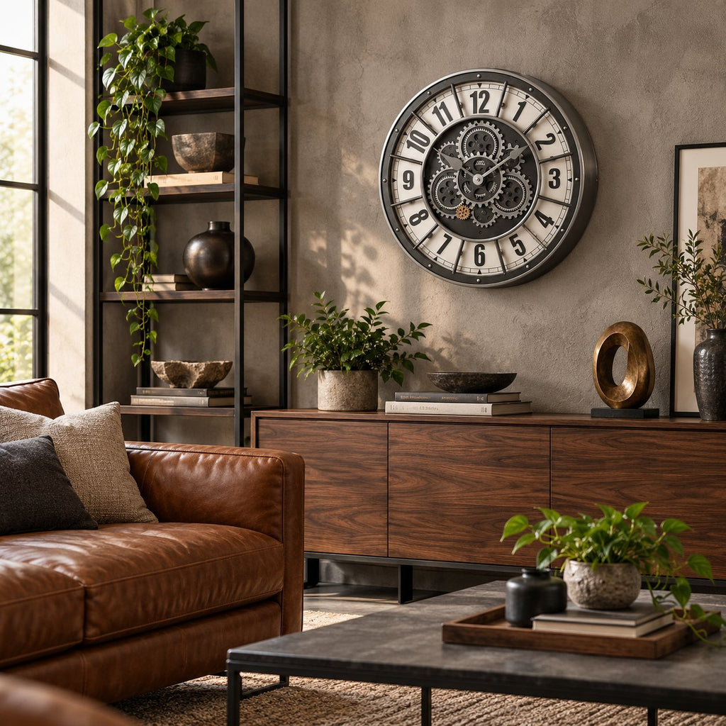 Grande Horloge Murale Industrielle Engrenage 2