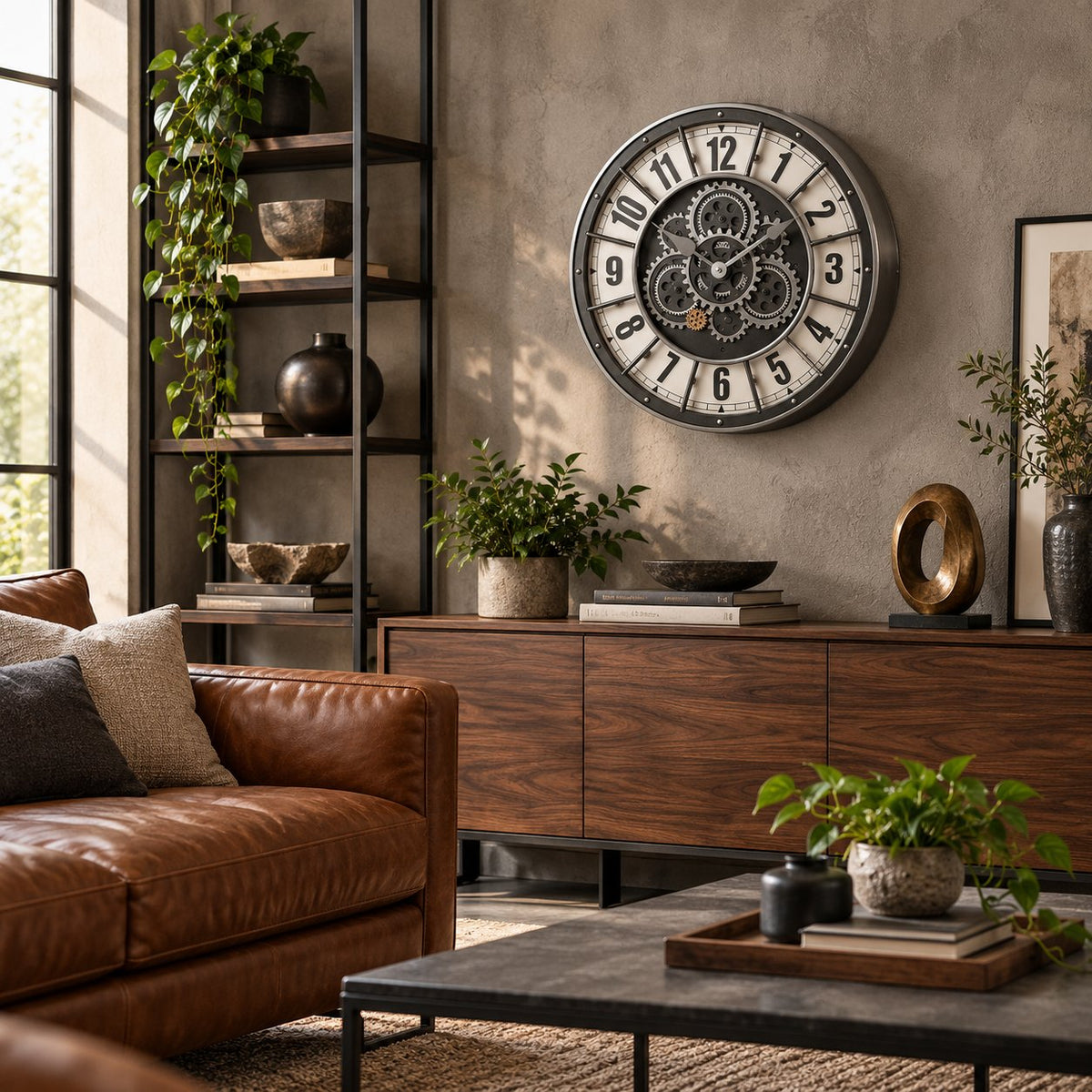 Grande Horloge Murale Industrielle Engrenage 2