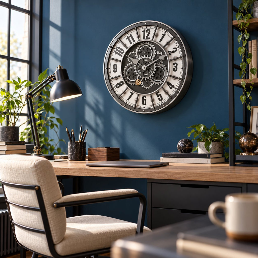 Grande Horloge Murale Industrielle Engrenage 3