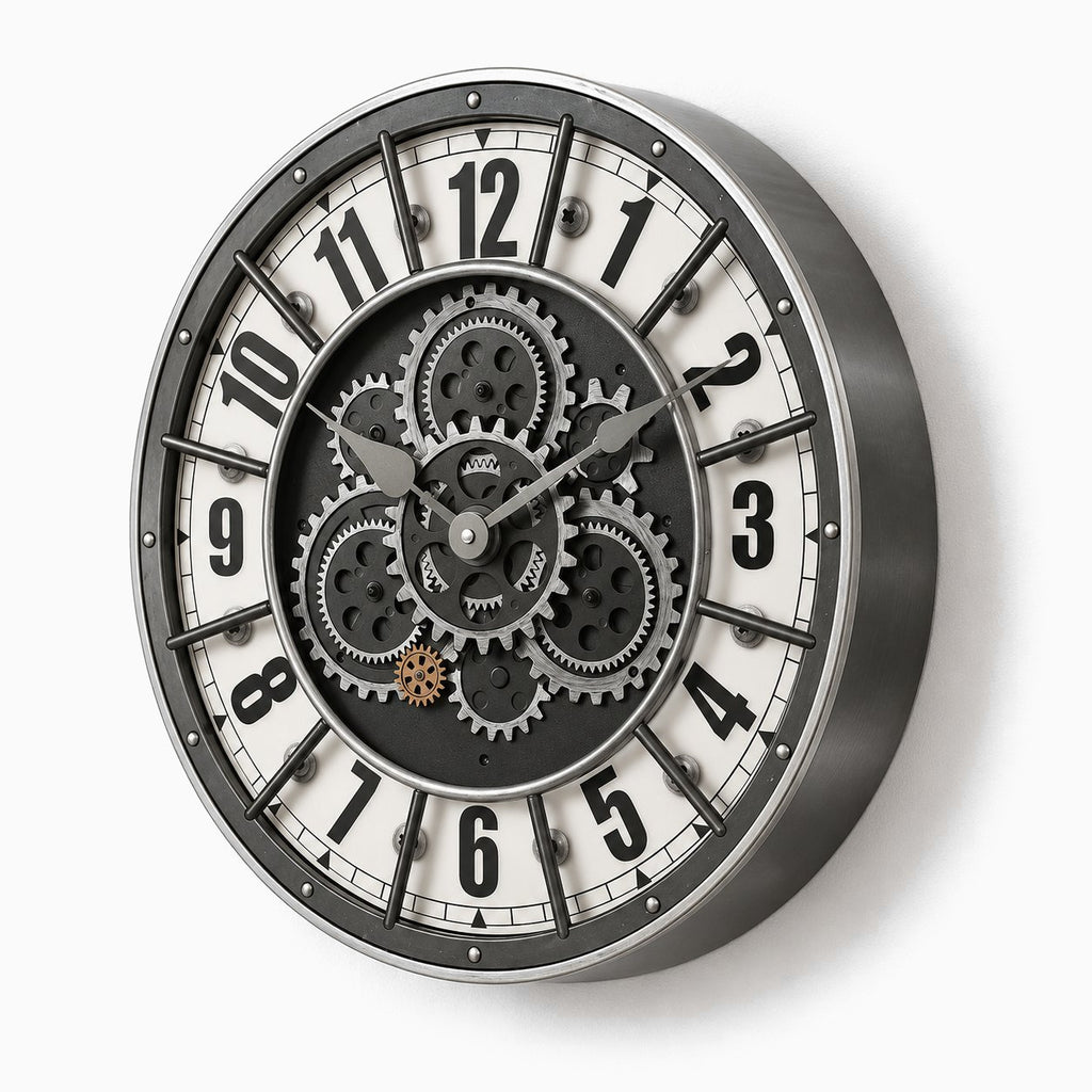 Grande Horloge Murale Industrielle Engrenage 4