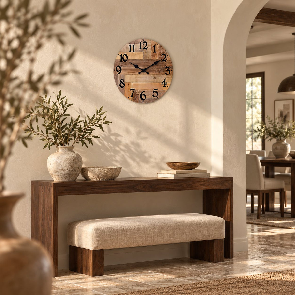 Horloge Murale Bois Vintage Silencieuse 3