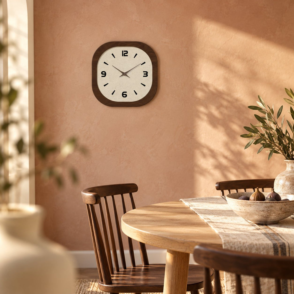 Horloge Murale Carrée Vintage Bois 2