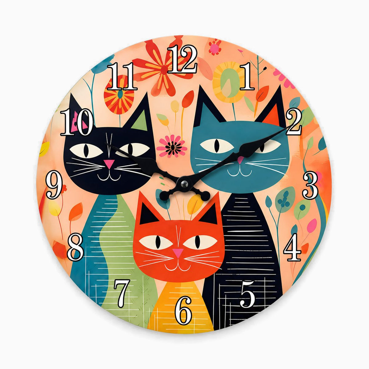 Horloge Murale Chat Bois Vintage 1