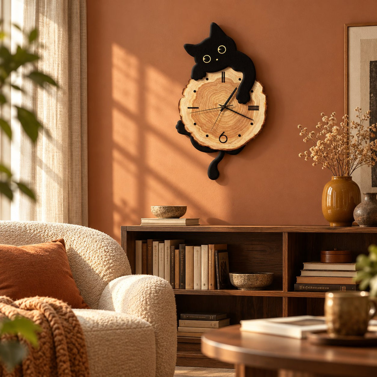 Horloge Murale Chat Design Silencieuse 2