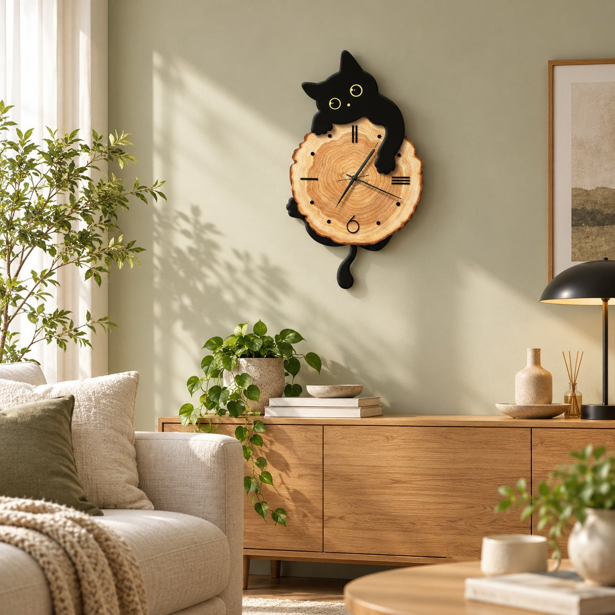 Horloge Murale Chat Design Silencieuse 3