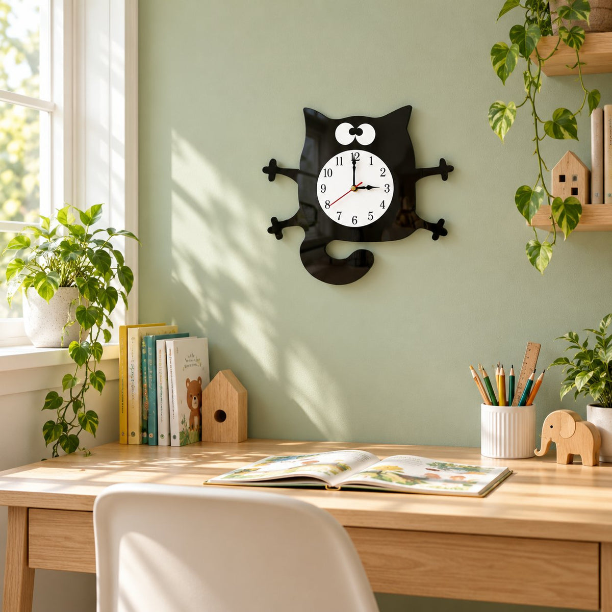 Horloge Murale Chat Noir Moderne 2