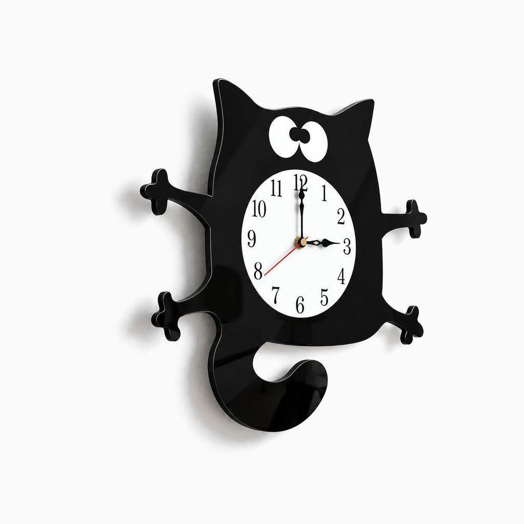 Horloge Murale Chat Noir Moderne 4