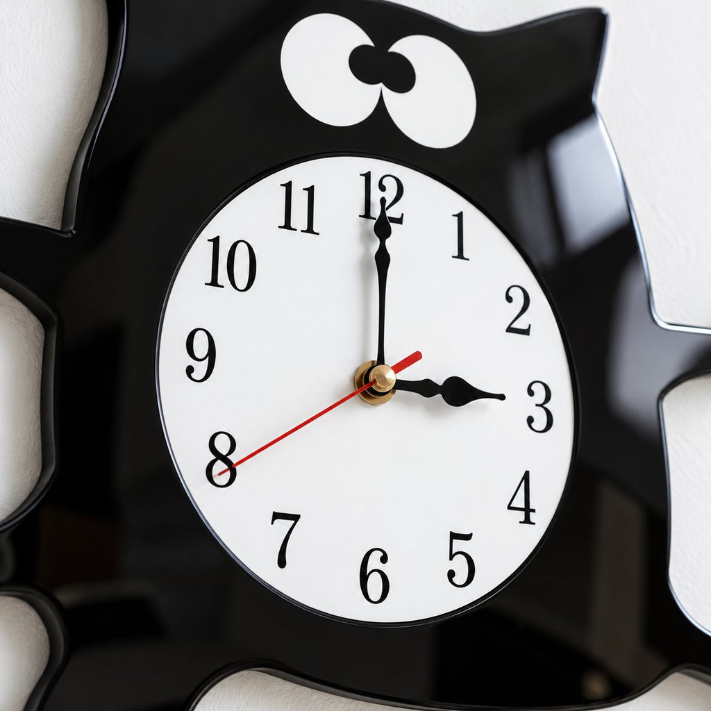 Horloge Murale Chat Noir Moderne 5