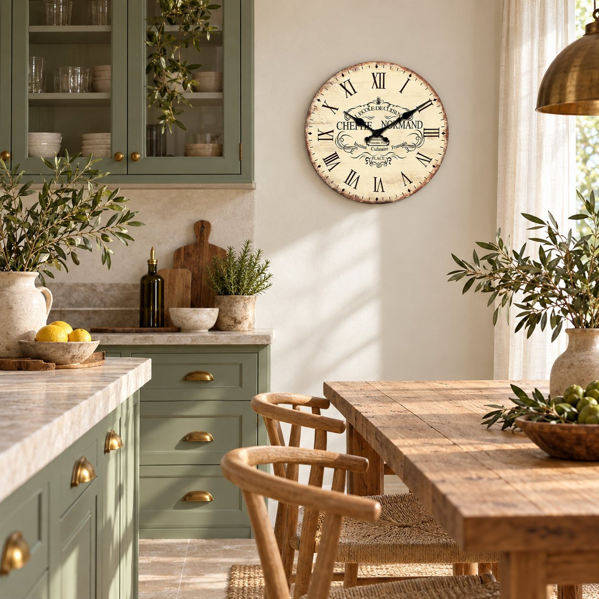 Horloge Murale Cuisine Bois Vintage 2