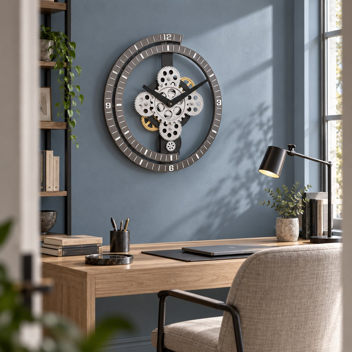 Horloge Murale Industrielle Engrenage Silencieuse 2