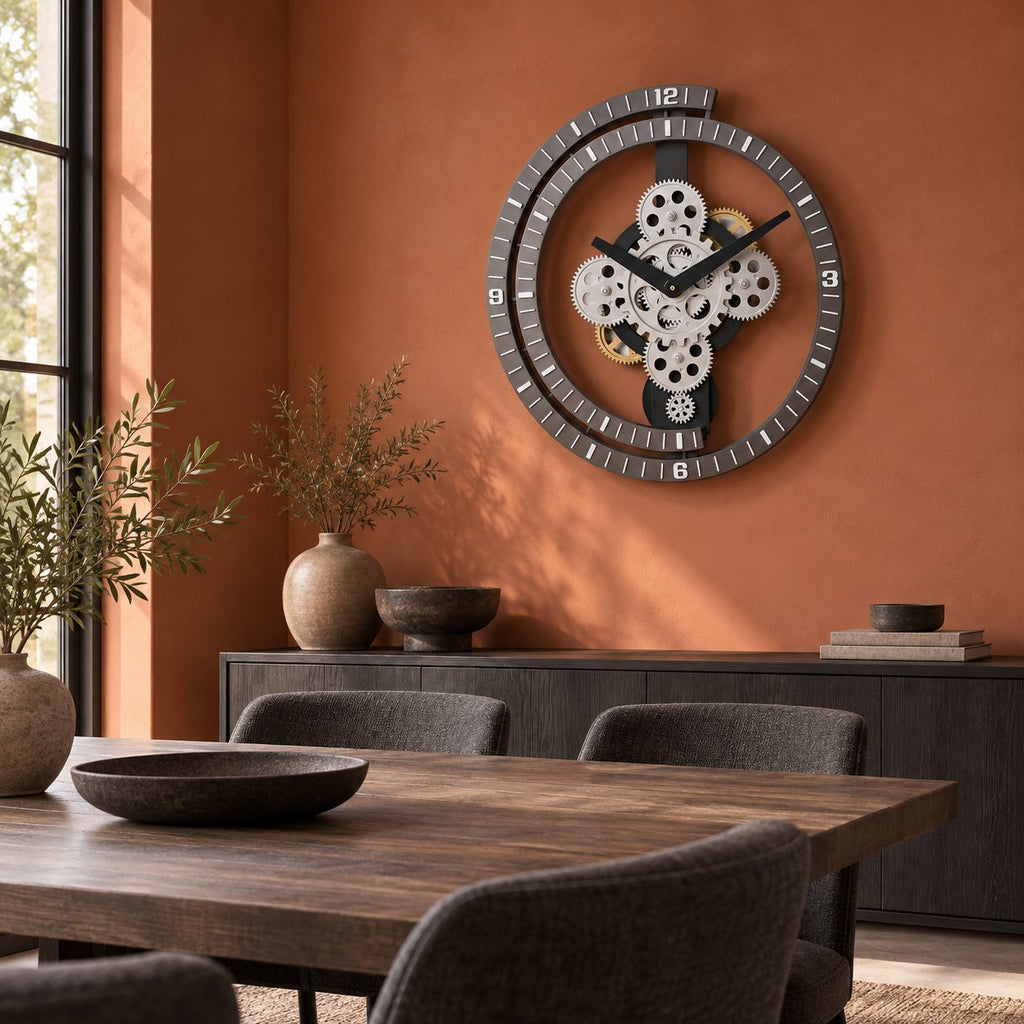 Horloge Murale Industrielle Engrenage Silencieuse 3
