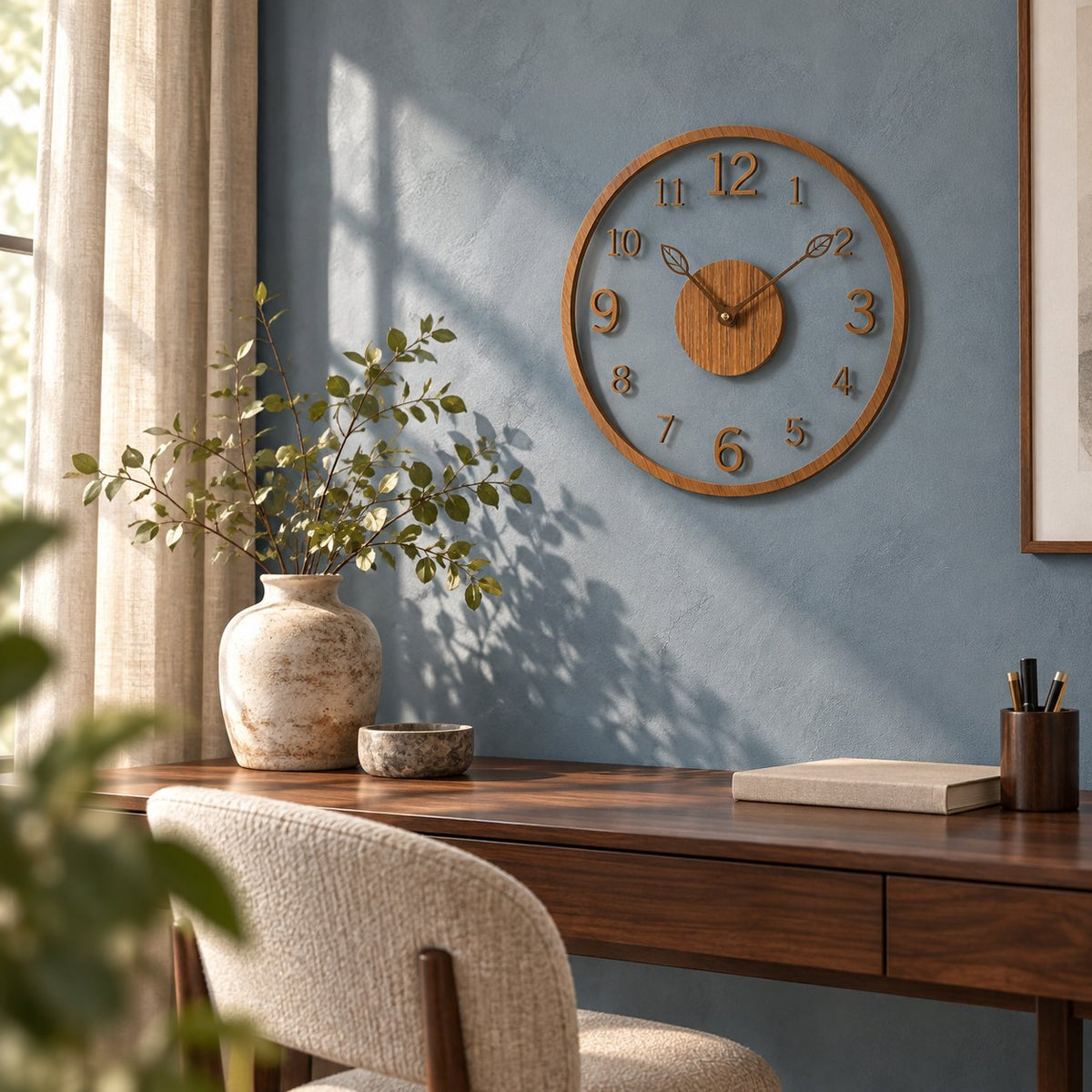 Horloge Murale Minimaliste Bois Silencieuse 2
