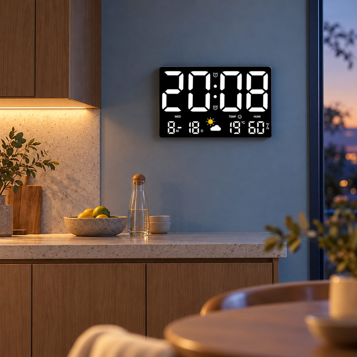 Horloge Murale Numérique LED Réveil 2