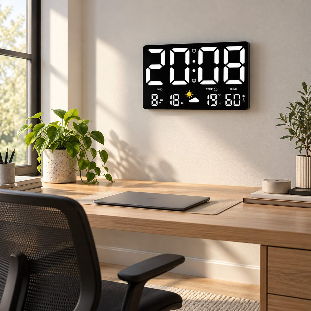 Horloge Murale Numérique LED Réveil 3