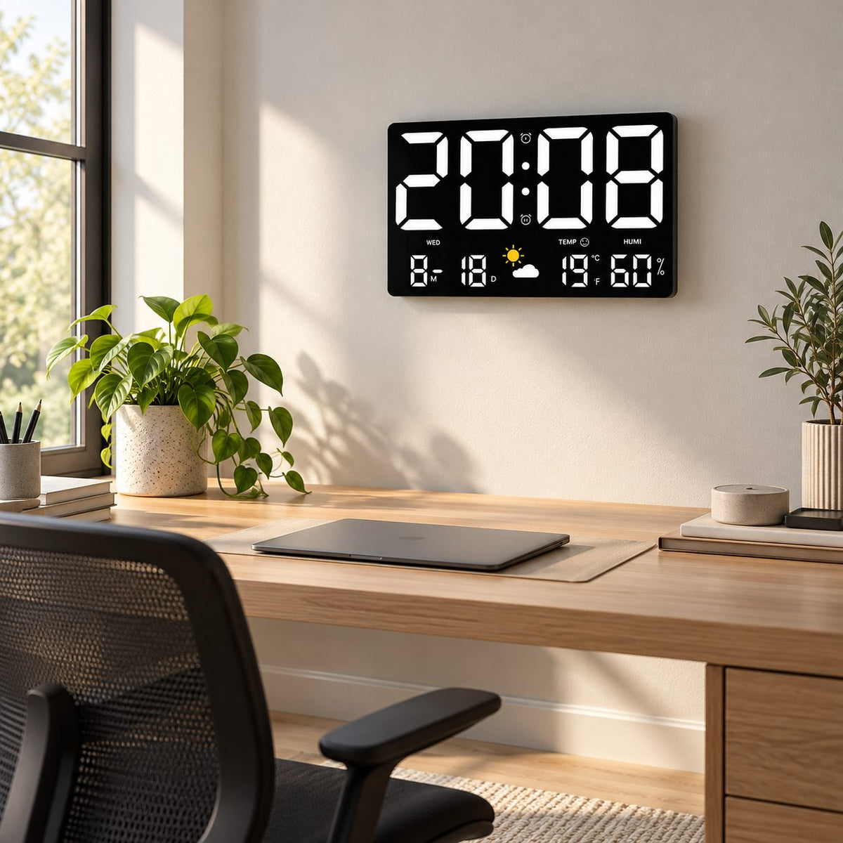 Horloge Murale Numérique LED Réveil 3