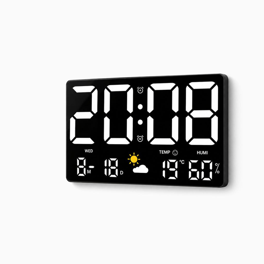 Horloge Murale Numérique LED Réveil 4