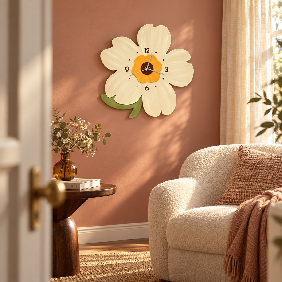 Horloge Murale Silencieuse Fleur 2