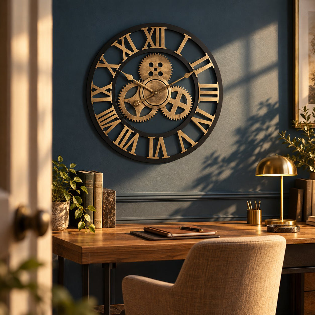 Horloge Murale Vintage Engrenage Silencieuse 2